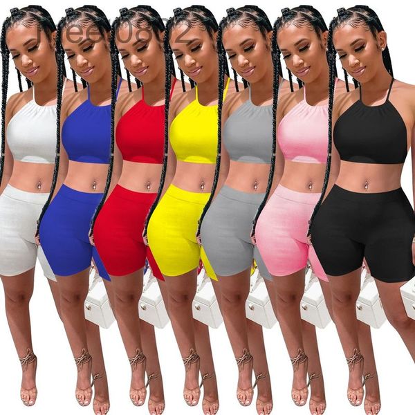 sports suit designer women u-neck summer style hanging neck two-piece sets shorts fashion bandage rib open back slim clothing, Gray
sports suit designer women u-neck summer style hanging neck two-piece sets shorts fashion bandage rib open back slim clothing, Gray