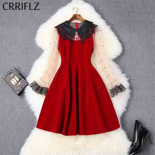 winter dress women sweet style dot mesh flare sleeve patchwork a-line peter pan collar red black 210520, Black;gray
winter dress women sweet style dot mesh flare sleeve patchwork a-line peter pan collar red black 210520, Black;gray