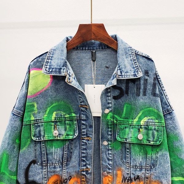women's jackets graffiti jean jacket women denim outerwear letter oversize print female coats turn-down collar casaco chaquetas yp9x, Black;brown
women's jackets graffiti jean jacket women denim outerwear letter oversize print female coats turn-down collar casaco chaquetas yp9x, Black;brown