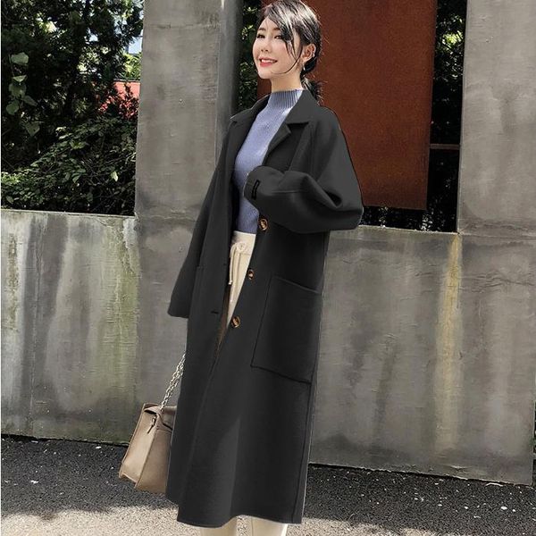 women's wool & blends ladies long trench coat young winter woolen overcoat women 2021, Black
women's wool & blends ladies long trench coat young winter woolen overcoat women 2021, Black