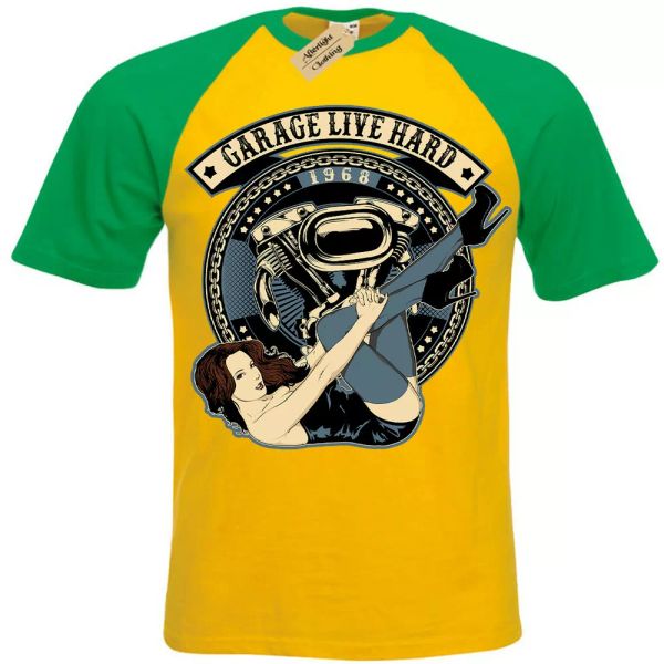 garaje live duro camiseta pin-up rockabilly motor motor manga corta béisbol, White;black
garaje live duro camiseta pin-up rockabilly motor motor manga corta béisbol, White;black