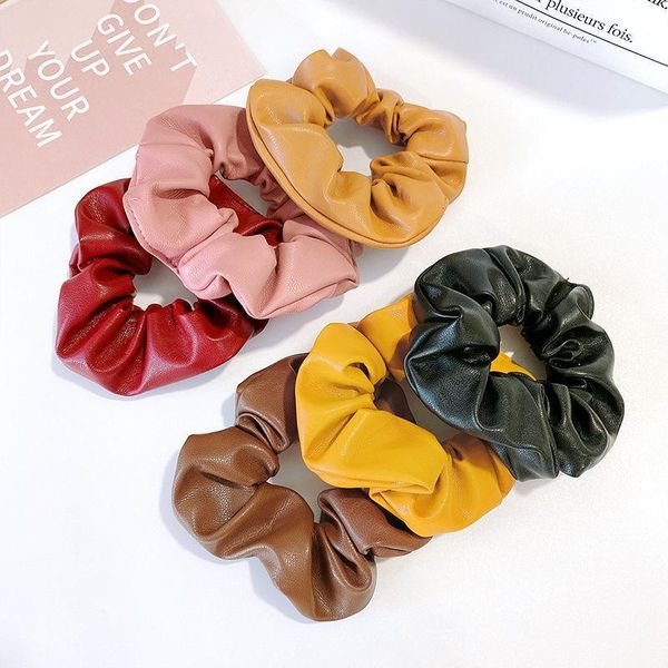 faux leather elastic women hair rope scrunchie solid color girls ponytail holders hairband headwear female accessories1
faux leather elastic women hair rope scrunchie solid color girls ponytail holders hairband headwear female accessories1