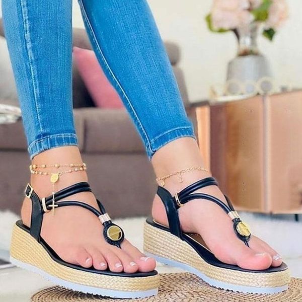 sandals summer gladiator wedges women open toe platform espadrille beach flip flops mid heels ladies casual shoes, Black
sandals summer gladiator wedges women open toe platform espadrille beach flip flops mid heels ladies casual shoes, Black