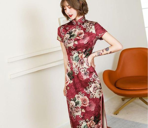 big size women's cheongsam summer chinese traditional short sleeve split long qipao elegant evening bodycon wedding dress 4xl ethnic cl, Red
big size women's cheongsam summer chinese traditional short sleeve split long qipao elegant evening bodycon wedding dress 4xl ethnic cl, Red