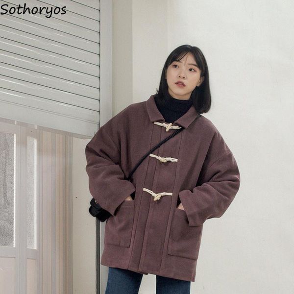 women's wool & blends women horn button pockets solid japanese style ulzzang leisure students warm trendy soft comfortable outwear, Black
women's wool & blends women horn button pockets solid japanese style ulzzang leisure students warm trendy soft comfortable outwear, Black