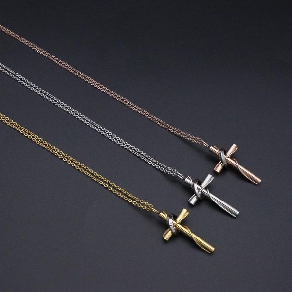 pendant necklaces design women's rose gold cross necklace stainless steel small religious jewelry, Silver
pendant necklaces design women's rose gold cross necklace stainless steel small religious jewelry, Silver