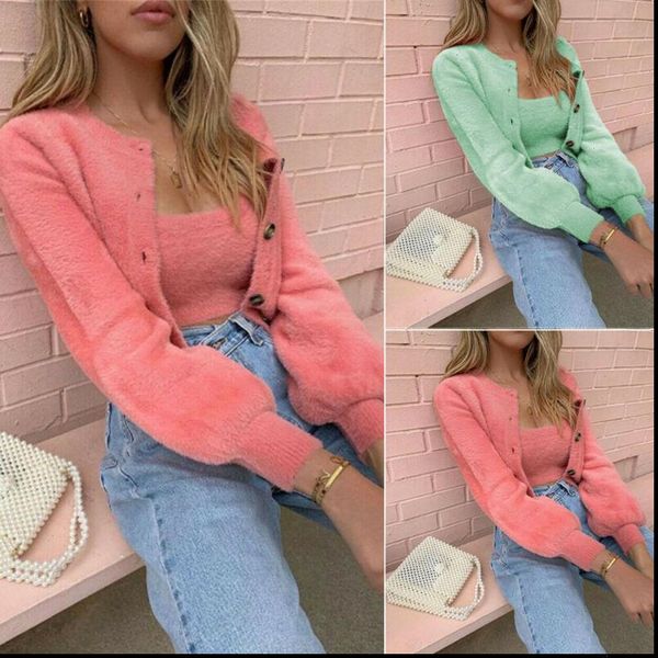 Autumn Jackets Cardigan 2PCS Women Tracksuits Long Sleeve Coats Tank Top Sets Fashion 2 Pieces Set, Gray
Autumn Jackets Cardigan 2PCS Women Tracksuits Long Sleeve Coats Tank Top Sets Fashion 2 Pieces Set, Gray