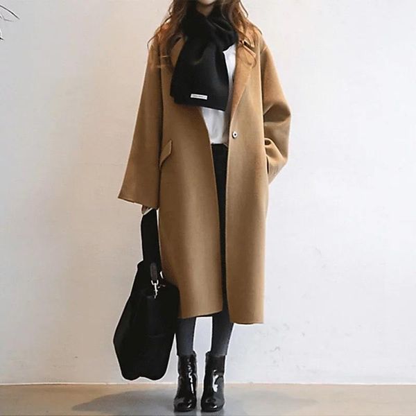 women's wool & blends double faced cashmere overcoat mid long autumn and winter 2021 fashion loose wholesale, Black
women's wool & blends double faced cashmere overcoat mid long autumn and winter 2021 fashion loose wholesale, Black