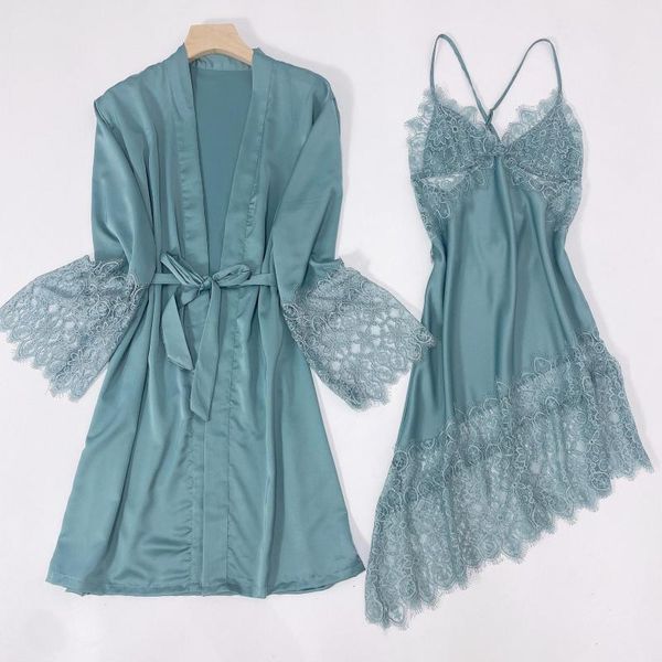 women's sleepwear women 2pcs robe set nightgown spring summer silk satin nightwear full slip lace kimono bathrobe gown home clothes, Black;red
women's sleepwear women 2pcs robe set nightgown spring summer silk satin nightwear full slip lace kimono bathrobe gown home clothes, Black;red