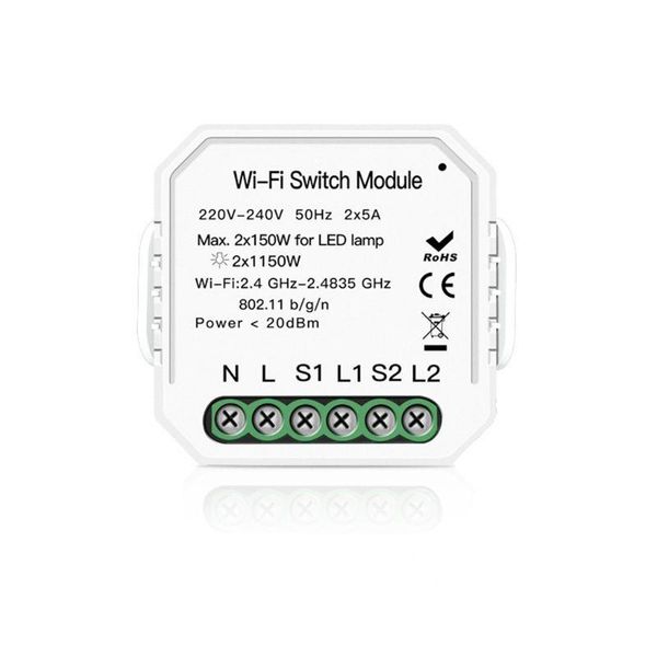 smart home control 2 gang way wifi light switch diy relay module mini wall socket outlet 649e
smart home control 2 gang way wifi light switch diy relay module mini wall socket outlet 649e