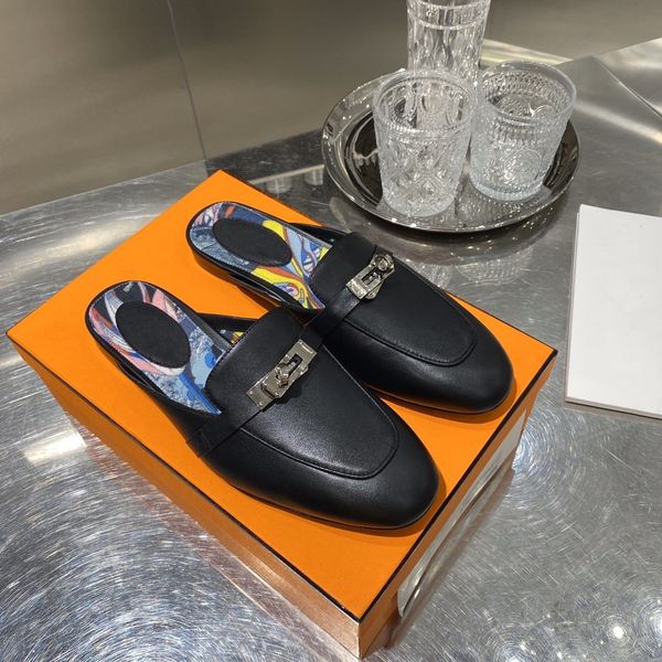 kelly leather slippers women's flat bottomed commuting style leisure shoes retro comfortable round slippers, Black
kelly leather slippers women's flat bottomed commuting style leisure shoes retro comfortable round slippers, Black