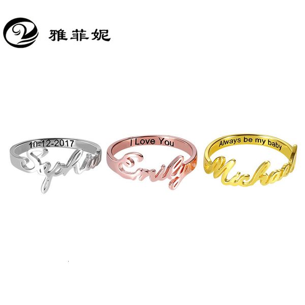 s925 sterling silver ring personalized letter couple ring accessories jewelry