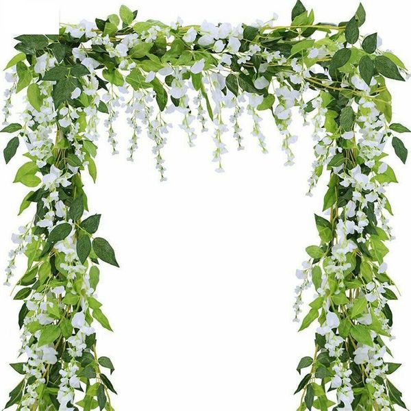 decorative flowers & wreaths 1.8m wisteria artificial flower vine ivy leaf garland wedding arch home garden decoration silk rattan string 
decorative flowers & wreaths 1.8m wisteria artificial flower vine ivy leaf garland wedding arch home garden decoration silk rattan string