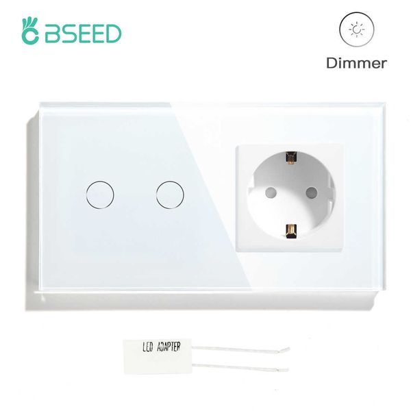 bseed touch 1/2 gang with eu standard dimmable wall socket crystal glass panel led dimmer light switches
bseed touch 1/2 gang with eu standard dimmable wall socket crystal glass panel led dimmer light switches