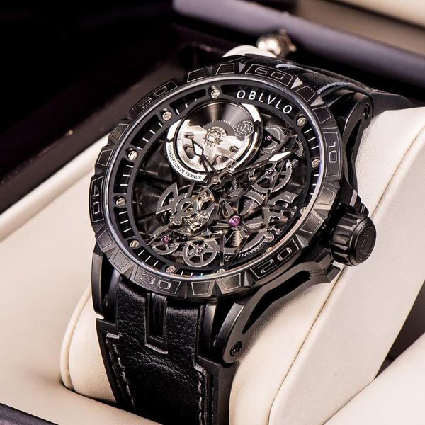wristwatches oblvlo designer fashion watches for men skeleton dial all black automatic self-wind watch rubber strap relogio masculino lm, Slivery;brown
wristwatches oblvlo designer fashion watches for men skeleton dial all black automatic self-wind watch rubber strap relogio masculino lm, Slivery;brown