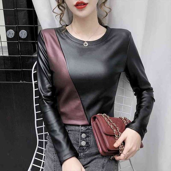 autumn winter long sleeve womens shirts patchwork plus size elastic warm velvet pu leather female, White
autumn winter long sleeve womens shirts patchwork plus size elastic warm velvet pu leather female, White