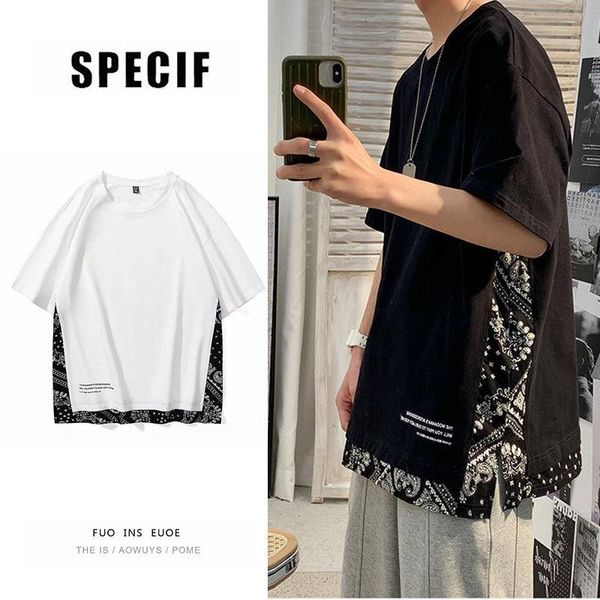 men's t-shirts cashew flowers print short sleeve men tshirts fake two spliced graphic hem split fork oversized clothing black white fas, White;black
men's t-shirts cashew flowers print short sleeve men tshirts fake two spliced graphic hem split fork oversized clothing black white fas, White;black