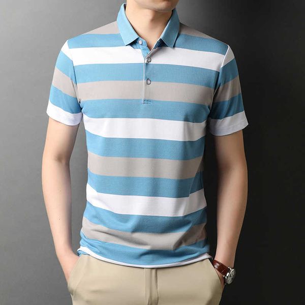 spring and summer short sleeve casual men's stripe lapel t-shirt busins slim polo shirt, White;black
spring and summer short sleeve casual men's stripe lapel t-shirt busins slim polo shirt, White;black