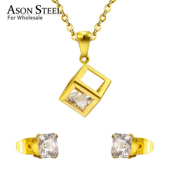 earrings & necklace asonsteel 316l stainless steel gold bridal wedding african jewelry set for women 2021 square pendant small stud earring, Silver
earrings & necklace asonsteel 316l stainless steel gold bridal wedding african jewelry set for women 2021 square pendant small stud earring, Silver