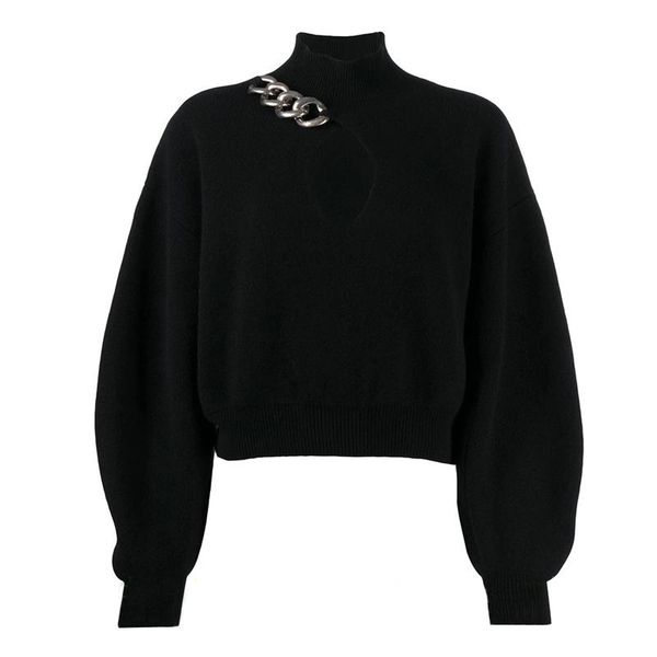 women's sweaters 2021 winter chair sweater women black hollow out knit pullovers turtleneck loose sleeve, White;black
women's sweaters 2021 winter chair sweater women black hollow out knit pullovers turtleneck loose sleeve, White;black