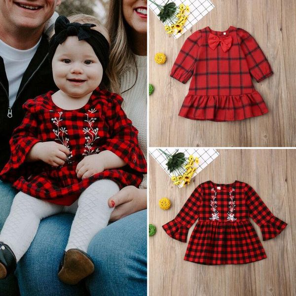 girl's dresses us christmas toddler kid baby girl 0-3y plaid long sleeve casual cotton dress clothes, Red;yellow
girl's dresses us christmas toddler kid baby girl 0-3y plaid long sleeve casual cotton dress clothes, Red;yellow