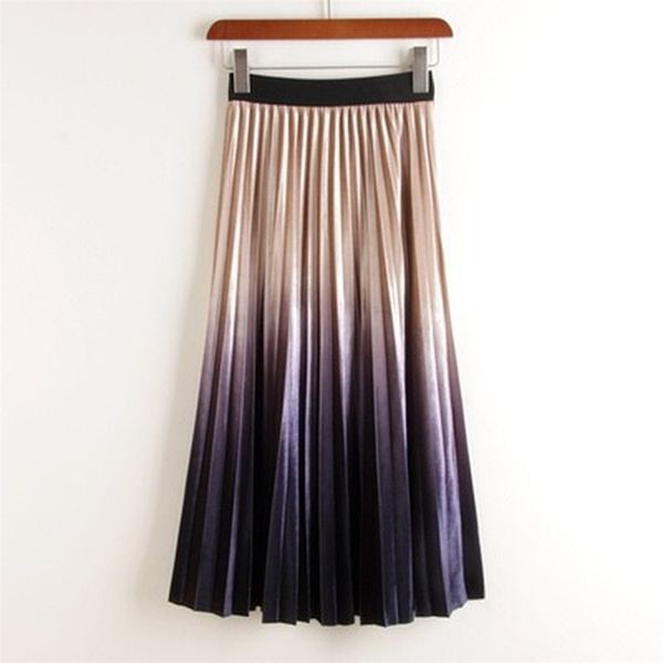 women's gradient velvet pleated skirts for midi long high waist skirt female wild a-line 210514, Black
women's gradient velvet pleated skirts for midi long high waist skirt female wild a-line 210514, Black