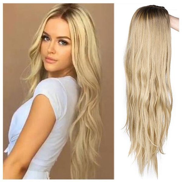 nayoo 28inch wig long wavy ombre platinum blonde synthetic wigs for women daily party two tone natural middle part wig1, Black
nayoo 28inch wig long wavy ombre platinum blonde synthetic wigs for women daily party two tone natural middle part wig1, Black