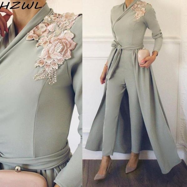 party dresses african dubai ankle length jumpsuit prom with detachable train appliques long sleeves muslim evening dress vestido, White;black
party dresses african dubai ankle length jumpsuit prom with detachable train appliques long sleeves muslim evening dress vestido, White;black
