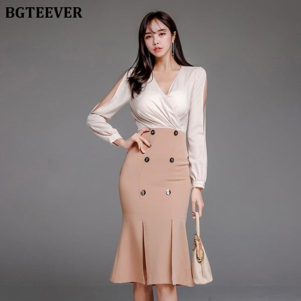 two piece dress bgteever workwear 2 pieces set v-neck split sleeve blouses & high waist double-breasted skirt suit female 2021 elegant women, White
two piece dress bgteever workwear 2 pieces set v-neck split sleeve blouses & high waist double-breasted skirt suit female 2021 elegant women, White