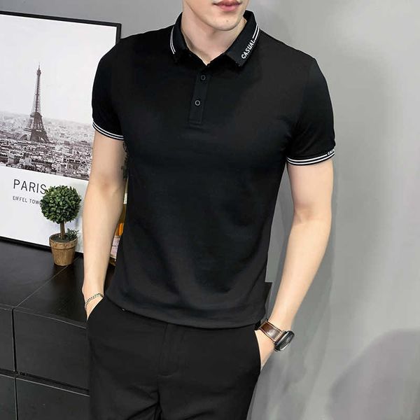 summer casual polo shirt men short sleeve solid color slim polo shirts classic cotton lapel male clothing streetwear 210527, White;black
summer casual polo shirt men short sleeve solid color slim polo shirts classic cotton lapel male clothing streetwear 210527, White;black