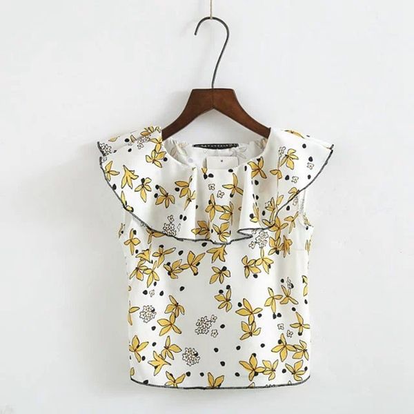 summer sweet floral sleeveless ruffles printed crop ladies preppy style shirts xz2331 210603, White
summer sweet floral sleeveless ruffles printed crop ladies preppy style shirts xz2331 210603, White