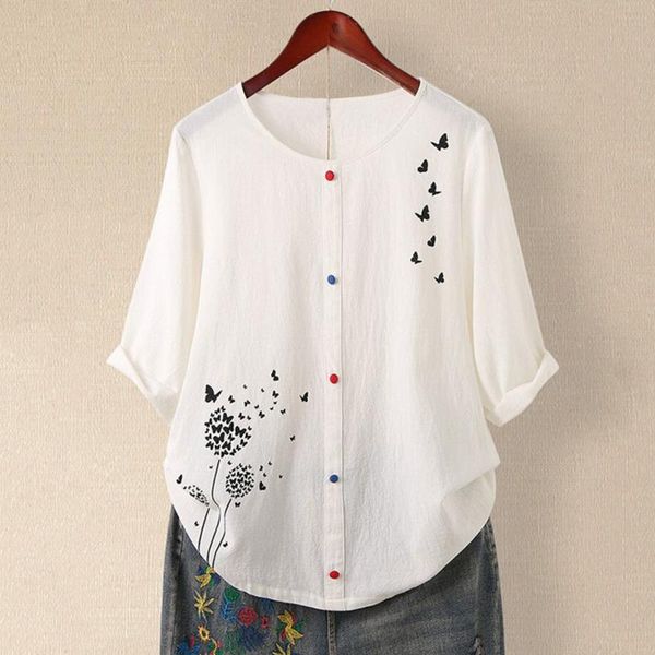 women's blouses & shirts 4#butterfly print cotton linen women blouse casual half sleeve o-neck button loose shirt spring elegant plus s, White
women's blouses & shirts 4#butterfly print cotton linen women blouse casual half sleeve o-neck button loose shirt spring elegant plus s, White