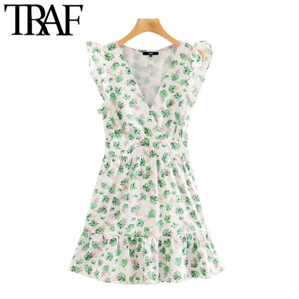 traf women sweet fashion floral print ruffled mini dress vintage v neck sleeveless side zipper female dresses vestidos 210415, Black;gray
traf women sweet fashion floral print ruffled mini dress vintage v neck sleeveless side zipper female dresses vestidos 210415, Black;gray