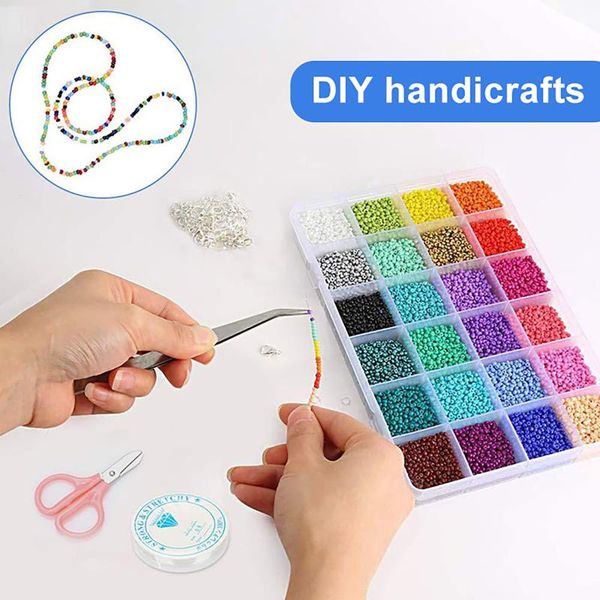 earrings & necklace 24000pcs glass seed beads multicolor small craft kit 2mm bead with 24-grid plastic storage box diy bracelet, Silver
earrings & necklace 24000pcs glass seed beads multicolor small craft kit 2mm bead with 24-grid plastic storage box diy bracelet, Silver