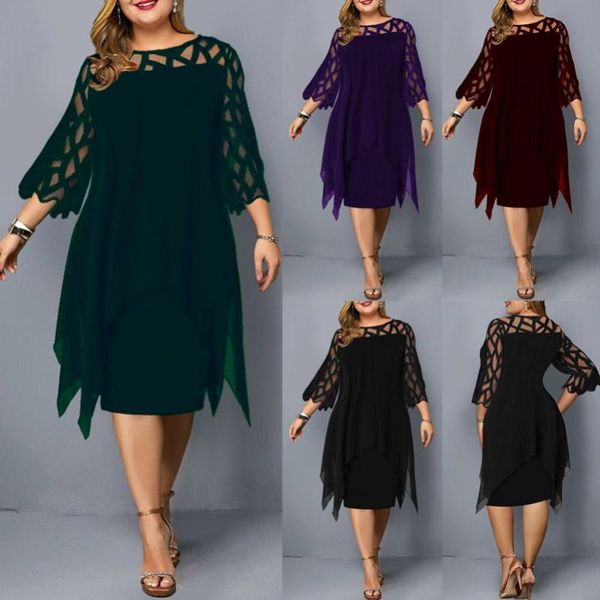 casual dresses women see through 3/4 sleeve fake two piece irregular hem knee-length dress, Black;gray
casual dresses women see through 3/4 sleeve fake two piece irregular hem knee-length dress, Black;gray