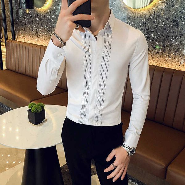 men shirts business formal dress shirts chemise homme long sleeve slim fit casual shirt streetwear social party blouse 210527, White;black
men shirts business formal dress shirts chemise homme long sleeve slim fit casual shirt streetwear social party blouse 210527, White;black