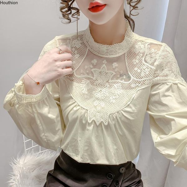 women's blouses & shirts chiffon blouse lace o-neck girl's shirt spring autumn long sleeve loose splicing korean office lady blusa, White
women's blouses & shirts chiffon blouse lace o-neck girl's shirt spring autumn long sleeve loose splicing korean office lady blusa, White