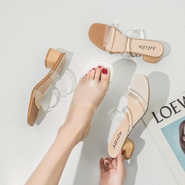 slippers transparent women's summer wear fashion 2021 one-word high-heeled thick heel all-match sandals and, Black
slippers transparent women's summer wear fashion 2021 one-word high-heeled thick heel all-match sandals and, Black