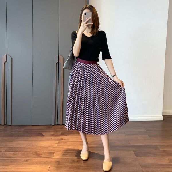 skirts magebop 2021 summer women fashion contrast stripes print elastic high waist midi pleated skirt with lining and side zipper, Black
skirts magebop 2021 summer women fashion contrast stripes print elastic high waist midi pleated skirt with lining and side zipper, Black