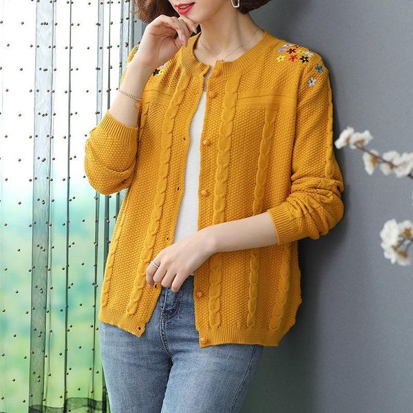 women's knits & tees plus size fall embroidery sweater cardigans women solid o-neck casual single breasted spring loose korean fashion, White
women's knits & tees plus size fall embroidery sweater cardigans women solid o-neck casual single breasted spring loose korean fashion, White