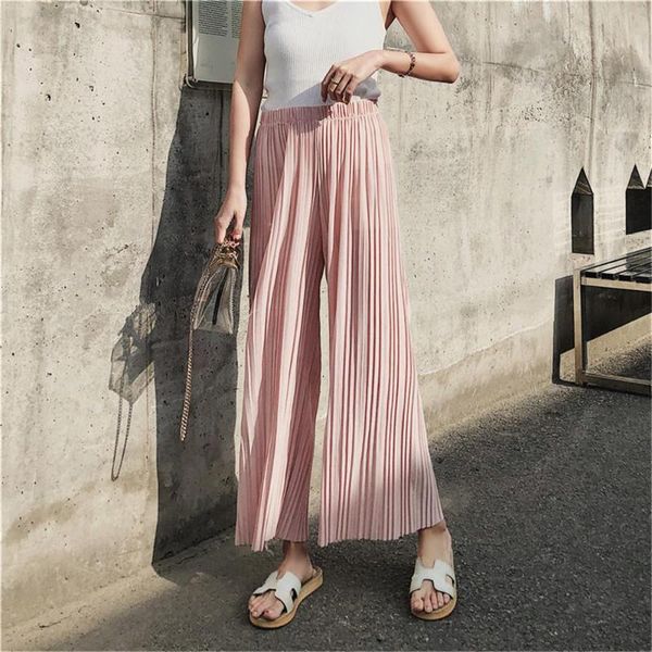 women's pants & capris women summer casual thin chiffon wide leg elastic waist pleated trousers sweet beach female leggings fitted cuff, Black;white
women's pants & capris women summer casual thin chiffon wide leg elastic waist pleated trousers sweet beach female leggings fitted cuff, Black;white