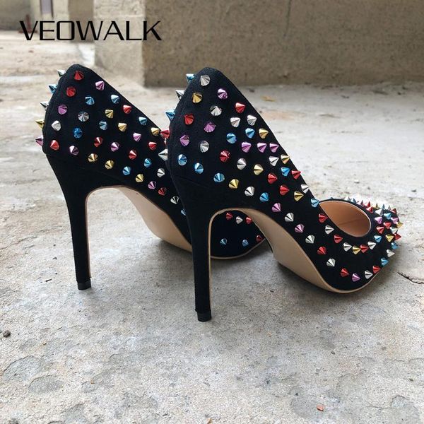 dress shoes veowalk women flock pumps thin stiletto high heel 12cm rivets pointed toe fashion ladies suede wedding/party, Black
dress shoes veowalk women flock pumps thin stiletto high heel 12cm rivets pointed toe fashion ladies suede wedding/party, Black