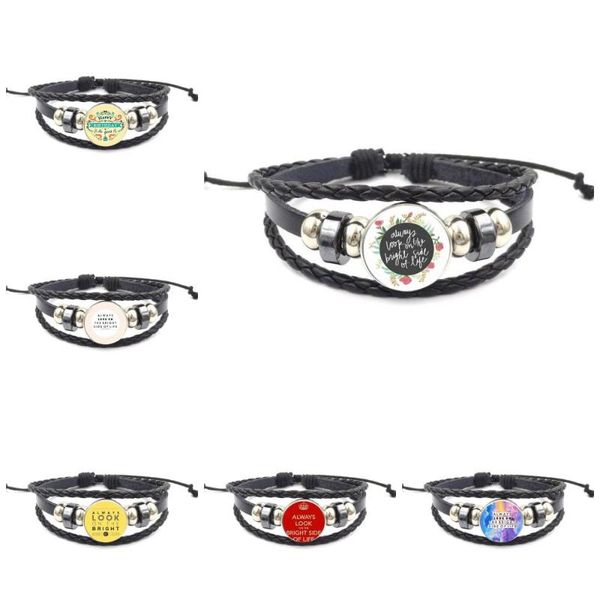 charm bracelets look on the bright side of life for women girls jewelry glass cabochon black leather bracelet bangle, Golden;silver
charm bracelets look on the bright side of life for women girls jewelry glass cabochon black leather bracelet bangle, Golden;silver