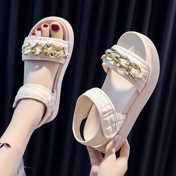 sandals flat platform women metal chain shoes summer casual open toe thick sole beige black
sandals flat platform women metal chain shoes summer casual open toe thick sole beige black
