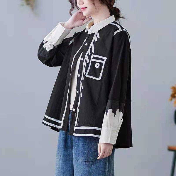 arrival spring/autumn women loose long sleeve cartoon print blouse turn-down collar cotton linen casual shirts w57 210608, White
arrival spring/autumn women loose long sleeve cartoon print blouse turn-down collar cotton linen casual shirts w57 210608, White