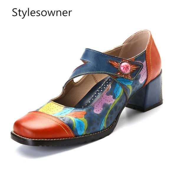 dress shoes stylesowner bohemian style woman pumps fashion retro buckle strap high heels genuine leather shallow floral printed, Black
dress shoes stylesowner bohemian style woman pumps fashion retro buckle strap high heels genuine leather shallow floral printed, Black