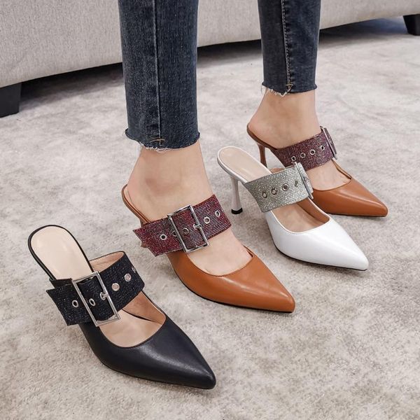 women sandals 2021 fashion genuine leather thick high heels summer shoes woman dress party casual slip on slippers, Black
women sandals 2021 fashion genuine leather thick high heels summer shoes woman dress party casual slip on slippers, Black