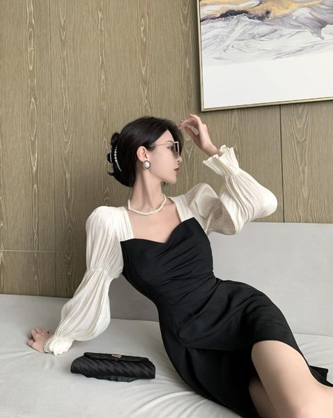 casual dresses fonely fairy preppy autumn lotus leaf sleeve color matching temperament design dress, Black;gray
casual dresses fonely fairy preppy autumn lotus leaf sleeve color matching temperament design dress, Black;gray