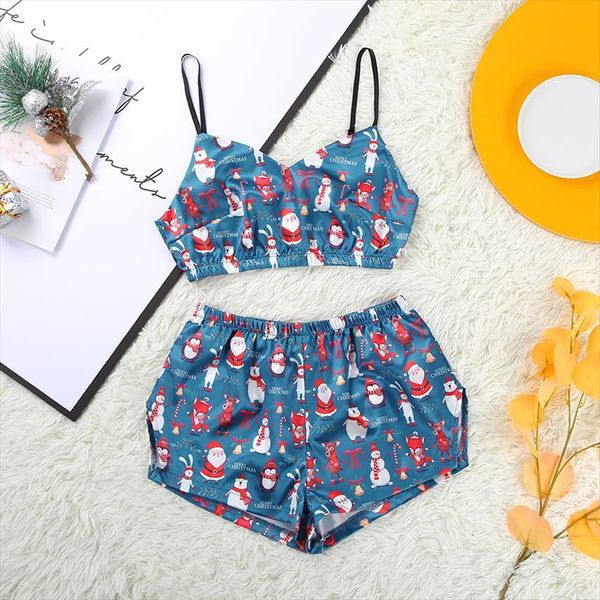 cute pattern merry christmas pajamas women sleepwear sleeveless print shorts two piece sets satin female suits nightwear, Black;red
cute pattern merry christmas pajamas women sleepwear sleeveless print shorts two piece sets satin female suits nightwear, Black;red