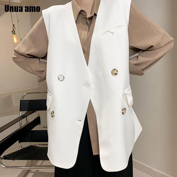 women's vests unua amo 2021 vest jacket women sleeveless blazer feminino fashion loose double breasted veste femme outwear, Black;white
women's vests unua amo 2021 vest jacket women sleeveless blazer feminino fashion loose double breasted veste femme outwear, Black;white